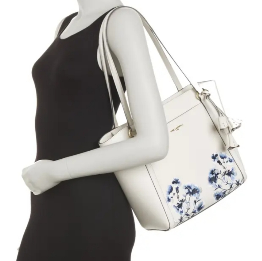 🚫SOLD🚫KARL LAGERFELD PARIS Iris Leather Tote NWTS - Picture 1 of 9